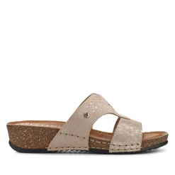 Fly Flot Shock Absorbing Leather Wedge Mules - Beige