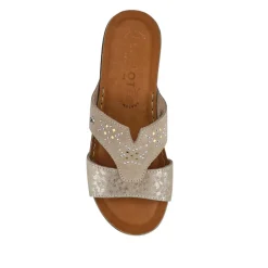 Fly Flot Shock Absorbing Leather Wedge Mules - Beige