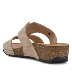 Fly Flot Shock Absorbing Leather Wedge Mules - Beige