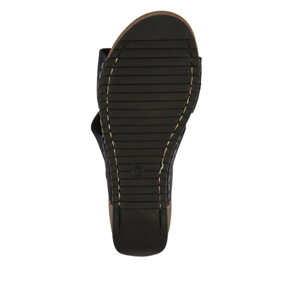 Fly Flot Shock Absorbing Leather Wedge Mules - Blue
