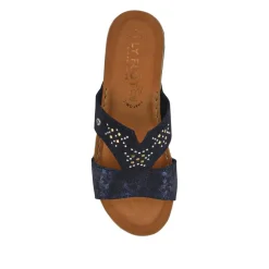 Fly Flot Shock Absorbing Leather Wedge Mules - Blue
