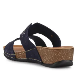 Fly Flot Shock Absorbing Leather Wedge Mules - Blue