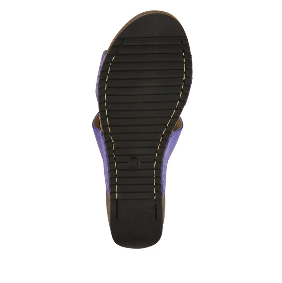 Fly Flot Shock Absorbing Leather Wedge Mules - Purple
