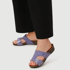 Fly Flot Shock Absorbing Leather Wedge Mules - Purple