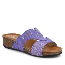 Fly Flot Shock Absorbing Leather Wedge Mules - Purple