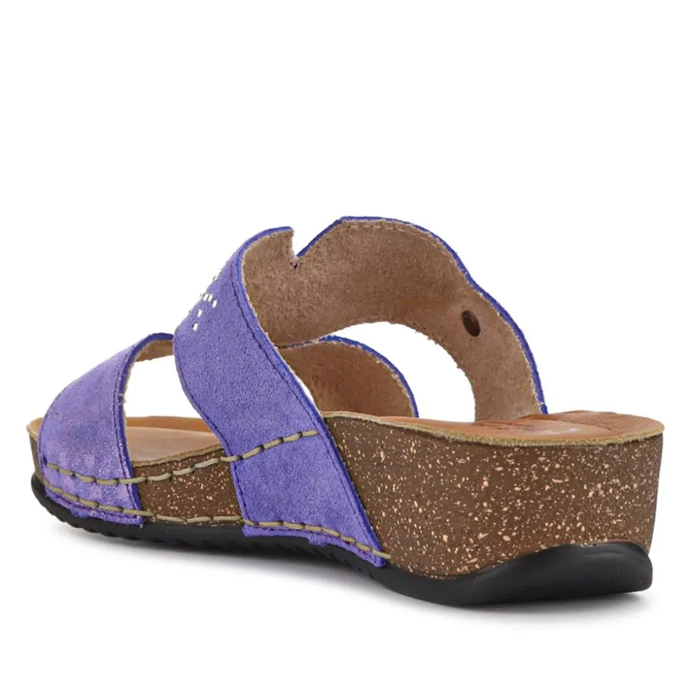 Fly Flot Shock Absorbing Leather Wedge Mules - Purple