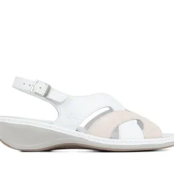 Fly Flot Slingback Strappy Sandals - White-Beige