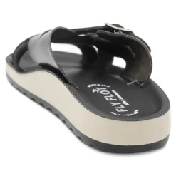 Fly Flot Strappy Dual Buckle Slip On Sandals - Black
