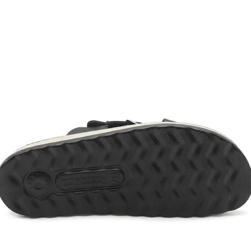 Fly Flot Strappy Dual Buckle Slip On Sandals - Black