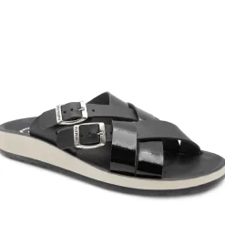 Fly Flot Strappy Dual Buckle Slip On Sandals - Black