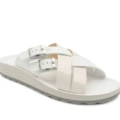 Fly Flot Strappy Dual Buckle Slip On Sandals - Ivory