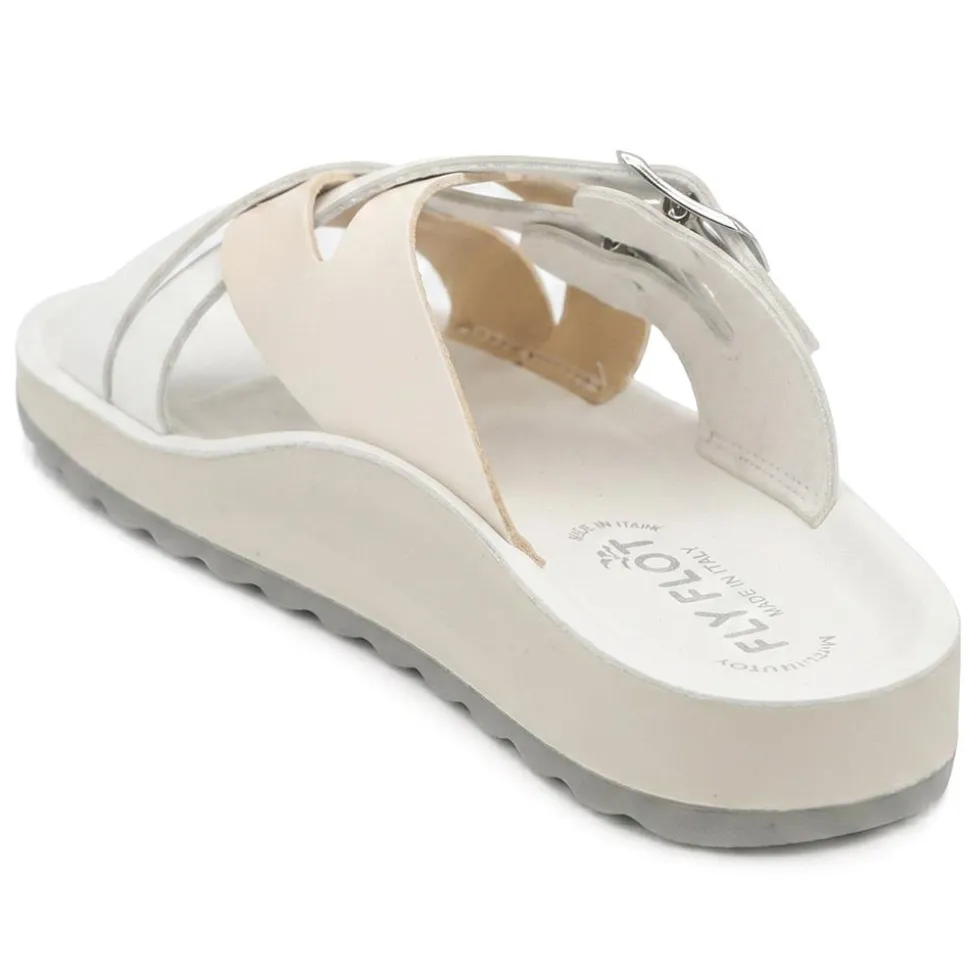 Fly Flot Strappy Dual Buckle Slip On Sandals - Ivory