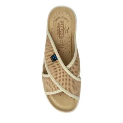 Fly Flot Strappy Leather Self-Moulding Mules - Beige