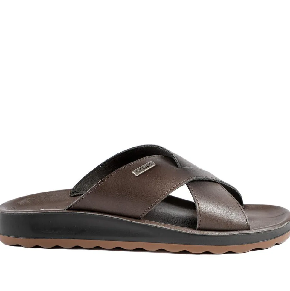 Fly Flot Strappy Slip On Sandals - Brown