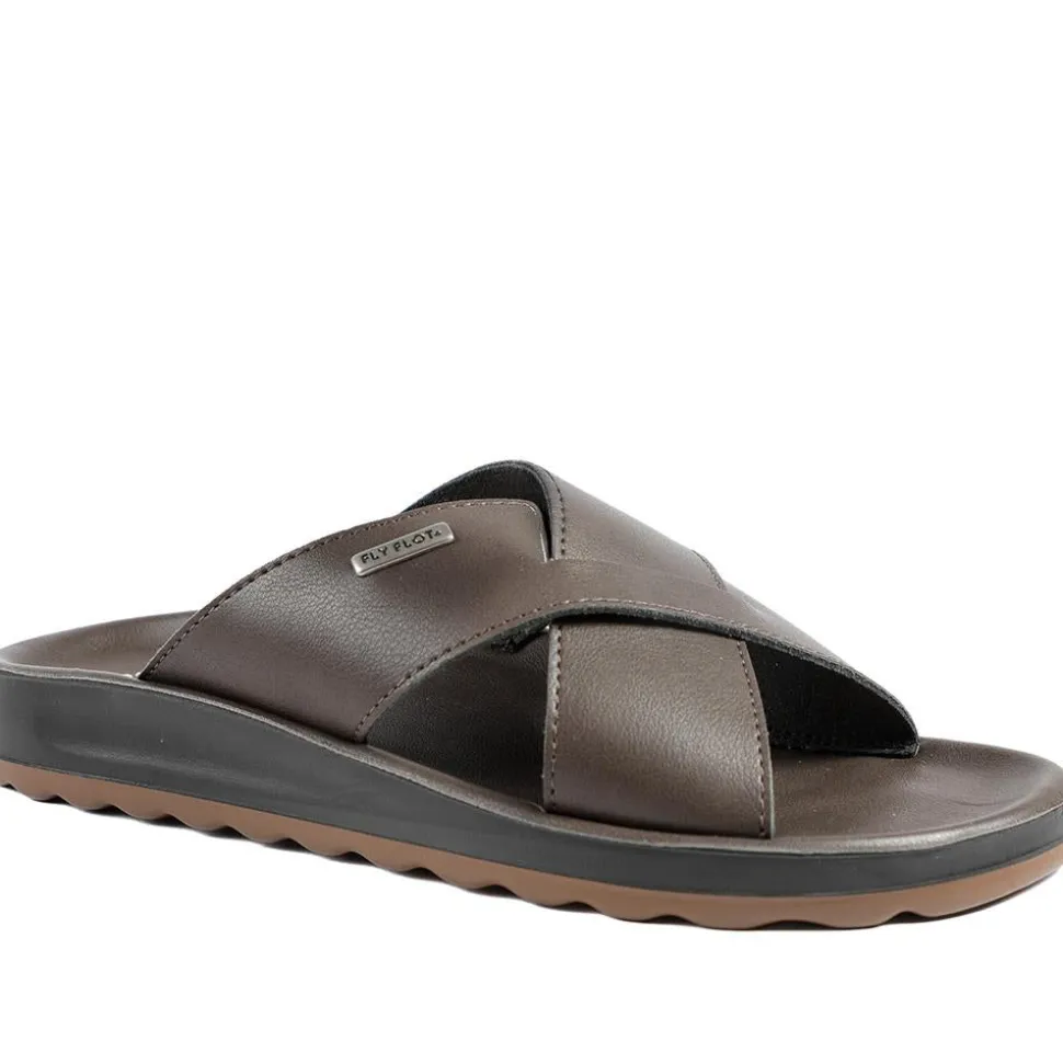 Fly Flot Strappy Slip On Sandals - Brown