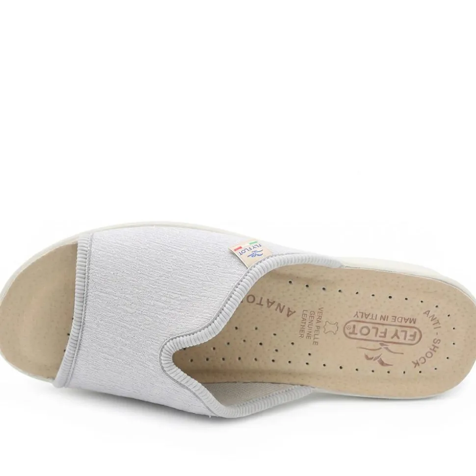 Fly Flot Stretch Fit Mule Sandals - Silver Shimmer