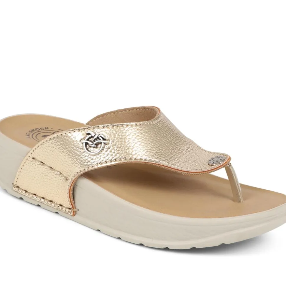 Fly Flot Toe Post Platform Sandals - Gold