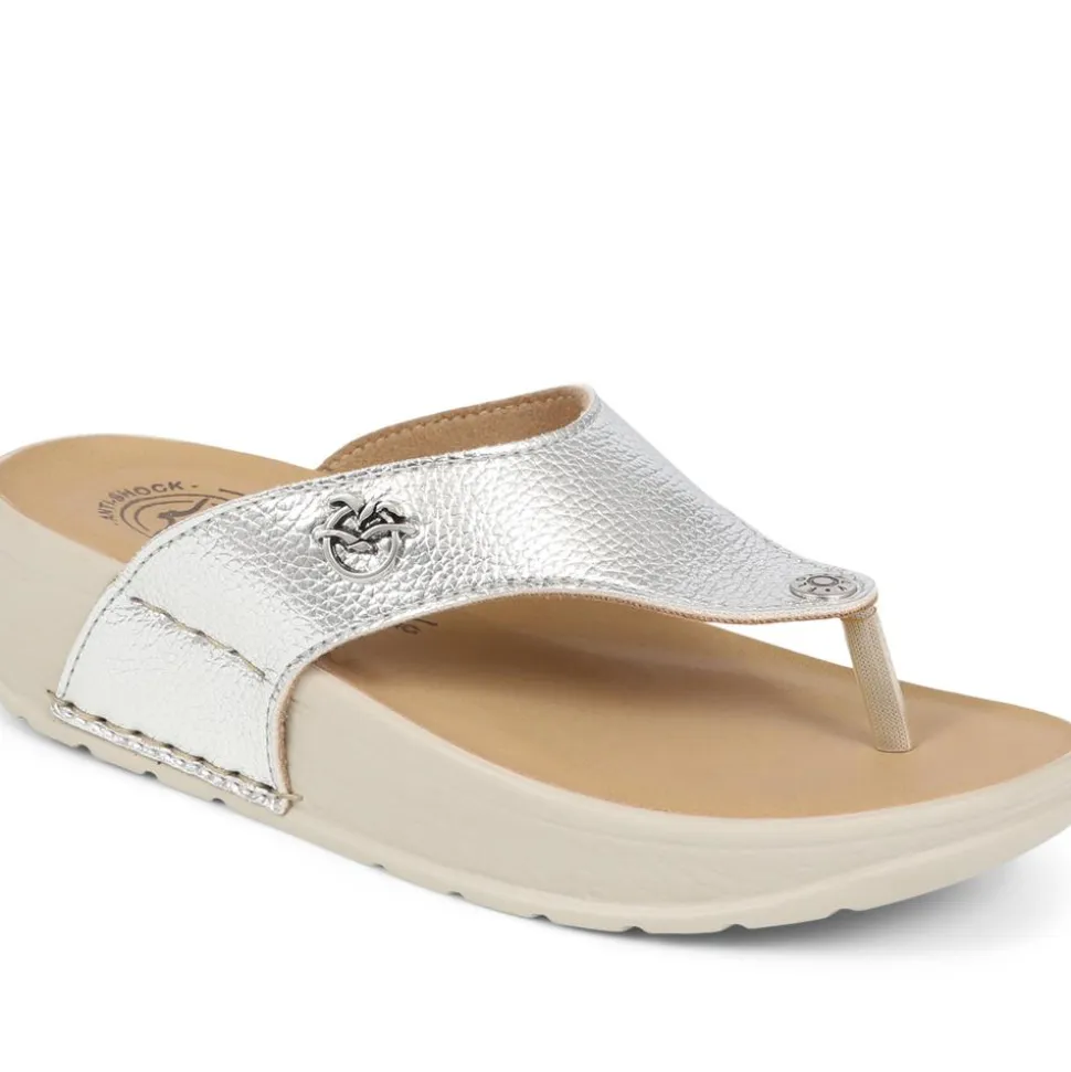 Fly Flot Toe Post Platform Sandals - Silver