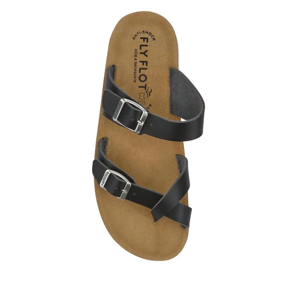 Fly Flot Toe Post Sandals - Black