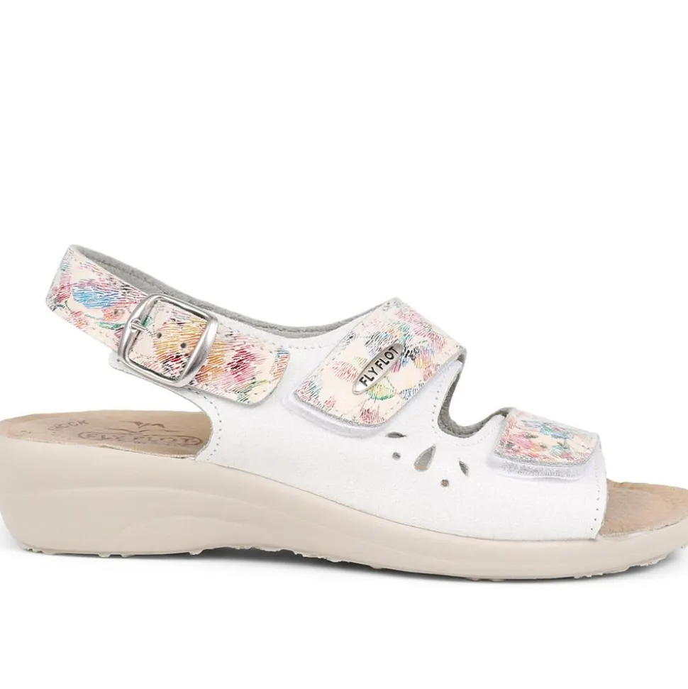 Fly Flot Touch Fasten Sandals - White Floral