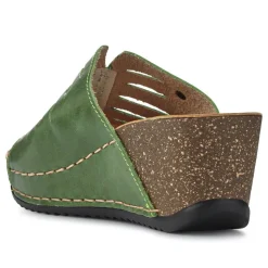 Fly Flot Wedge Heeled Mule Sandals - Green