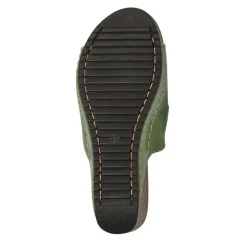 Fly Flot Wedge Heeled Mule Sandals - Green