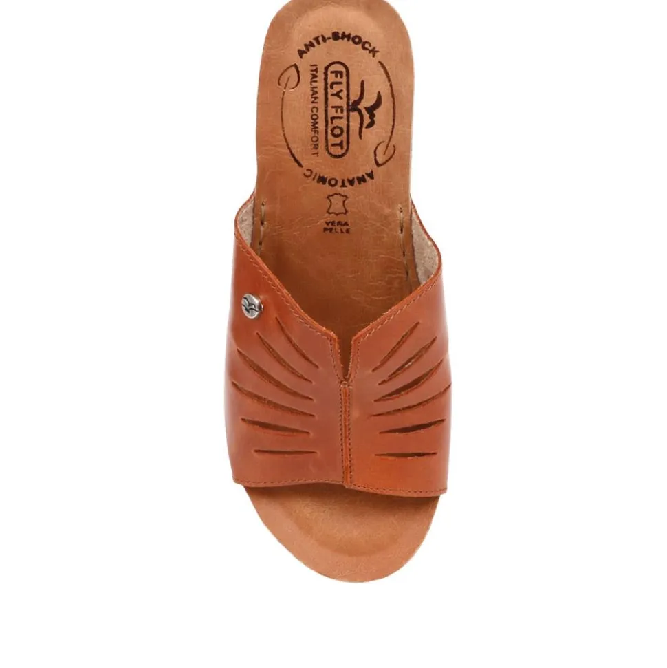 Fly Flot Wedge Heeled Mule Sandals - Tan
