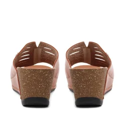 Fly Flot Wedge Heeled Mule Sandals - Tan