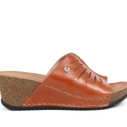 Fly Flot Wedge Heeled Mule Sandals - Tan