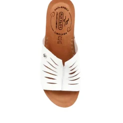 Fly Flot Wedge Heeled Mule Sandals - White