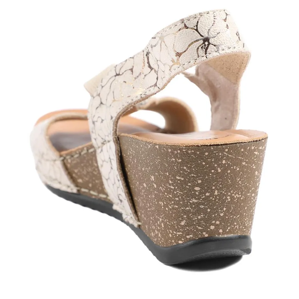 Fly Flot Wedge Heel Slingback Sandals - Beige