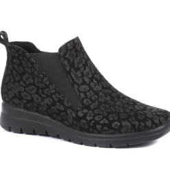 Fly Flot Wide Fit Leopard Print Chelsea Boots - Black Multi