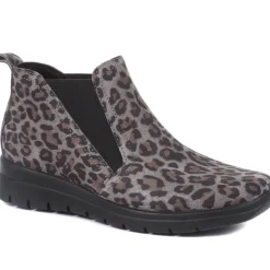 Fly Flot Wide Fit Leopard Print Chelsea Boots - Grey Leopard