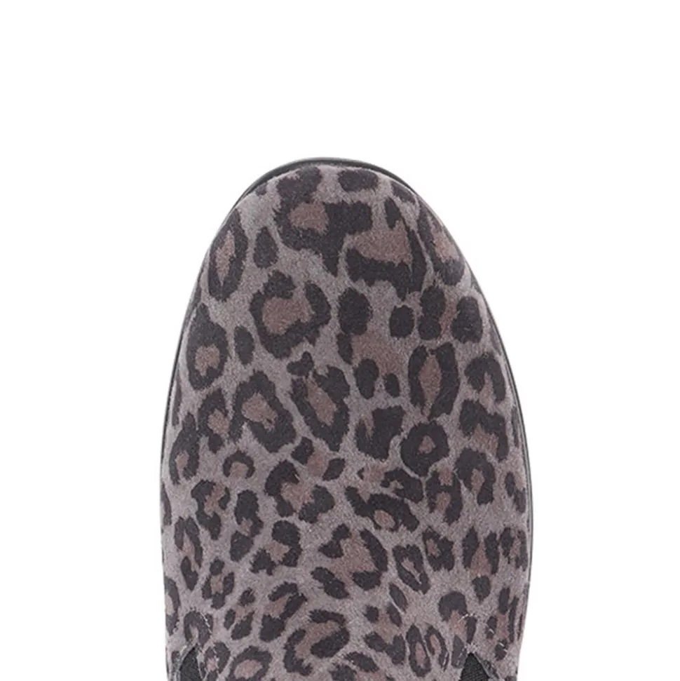 Fly Flot Wide Fit Leopard Print Chelsea Boots - Grey Leopard