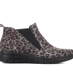 Fly Flot Wide Fit Leopard Print Chelsea Boots - Grey Leopard