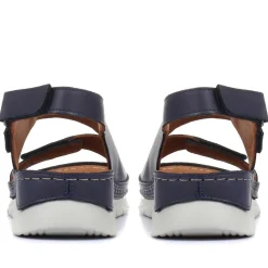 Fully Adjustable Leather Sandals - Navy