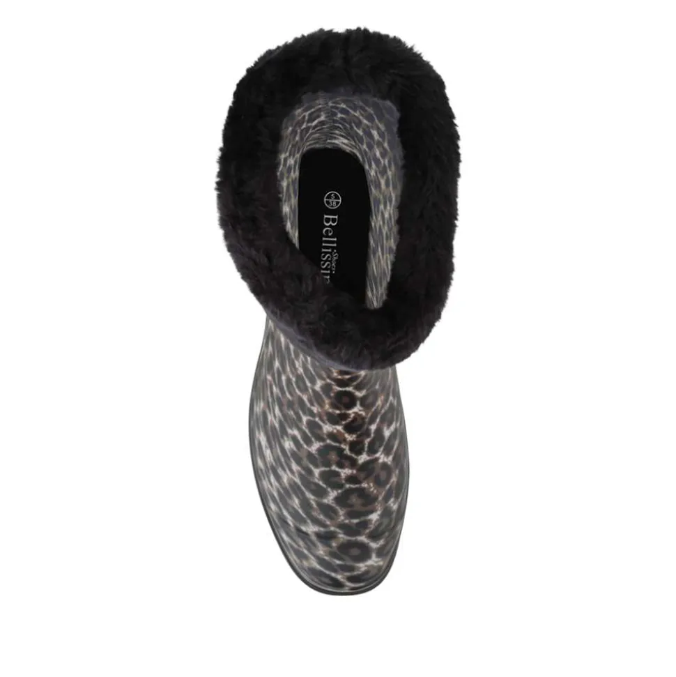 Fur Cuff Warm Lined Ankle Wellies - Leopard