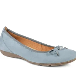 Gabor All Leather Pumps With Bow Detail - Denim