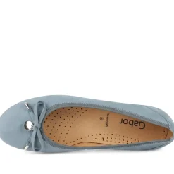 Gabor All Leather Pumps With Bow Detail - Denim