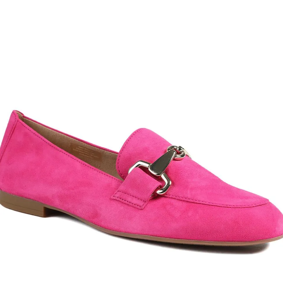 Gabor Buckle Detailed Leather Loafers - Hot Pink