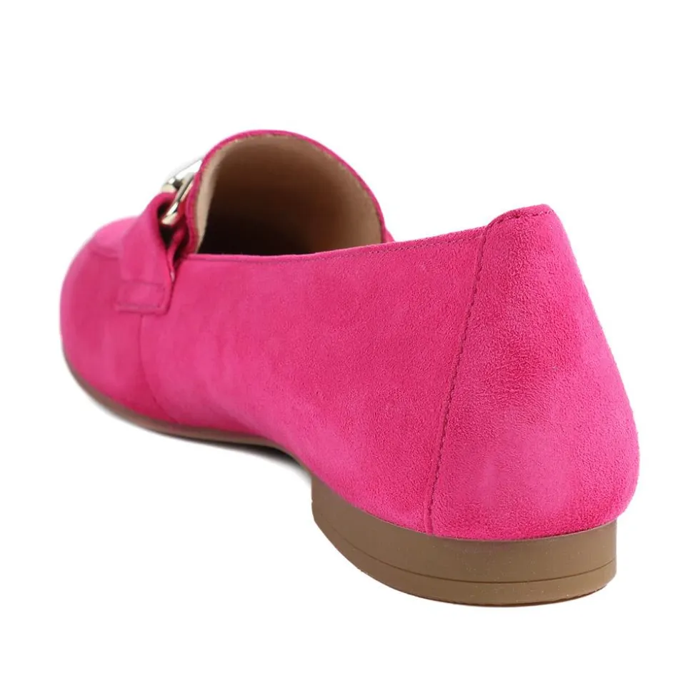 Gabor Buckle Detailed Leather Loafers - Hot Pink
