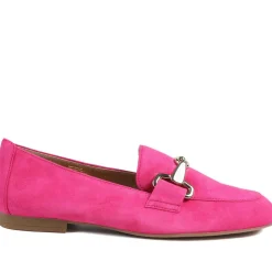 Gabor Buckle Detailed Leather Loafers - Hot Pink