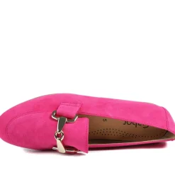 Gabor Buckle Detailed Leather Loafers - Hot Pink