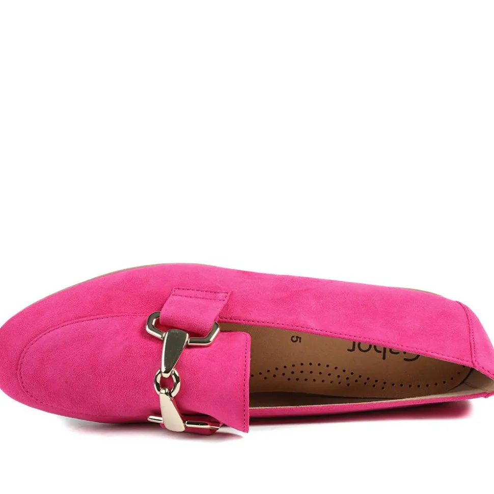 Gabor Buckle Detailed Leather Loafers - Hot Pink