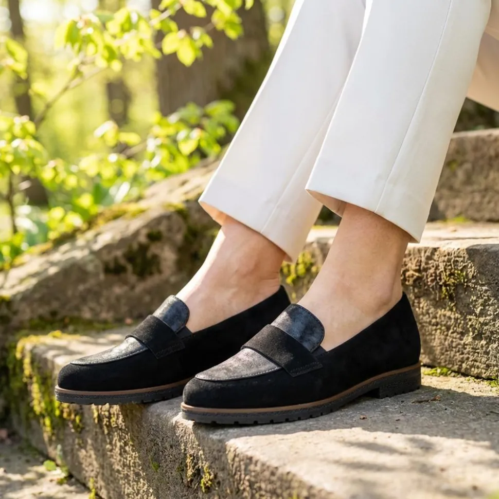 Gabor Ego Elder Leather Loafers - Black