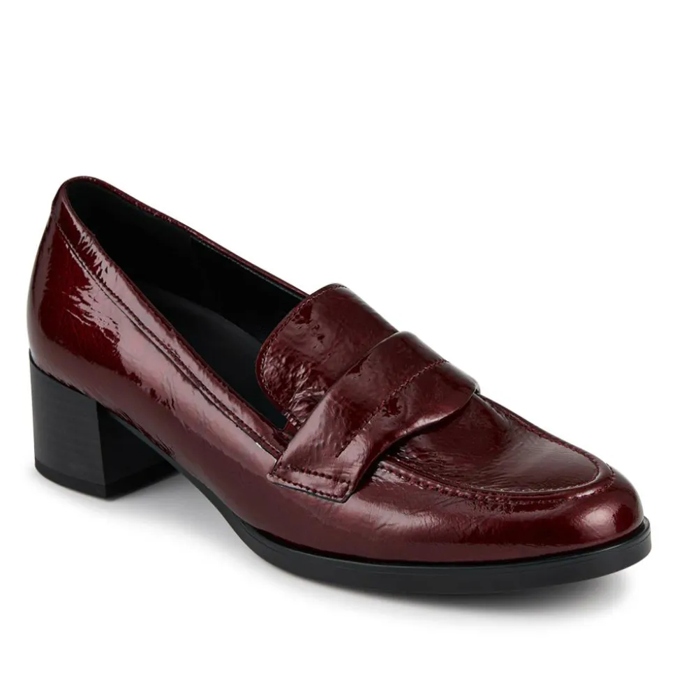 Gabor Fame Wide Fit Leather Penny Loafers - Burgundy Patent