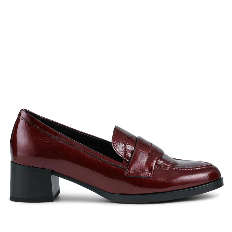Gabor Fame Wide Fit Leather Penny Loafers - Burgundy Patent