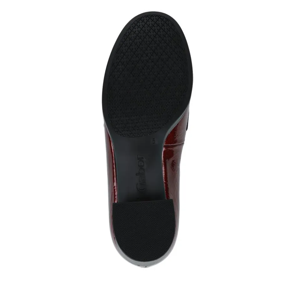 Gabor Fame Wide Fit Leather Penny Loafers - Burgundy Patent