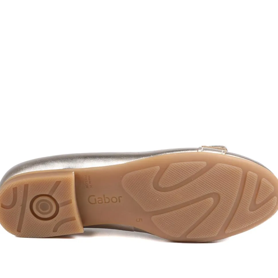 Gabor Leather Ballet Pumps - Gold