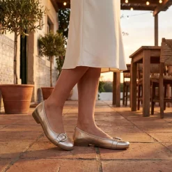 Gabor Leather Ballet Pumps - Gold
